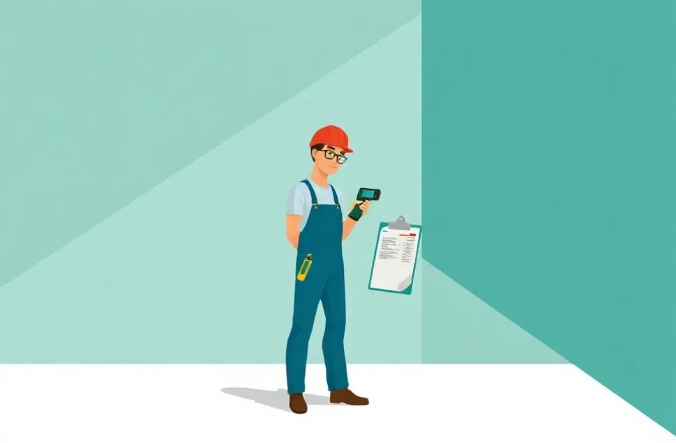 Artisan mesurant une pièce pour établir un devis de peinture à Draveil
