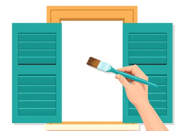 Mise en peinture au pinceau de volets et d'encadrements en bois